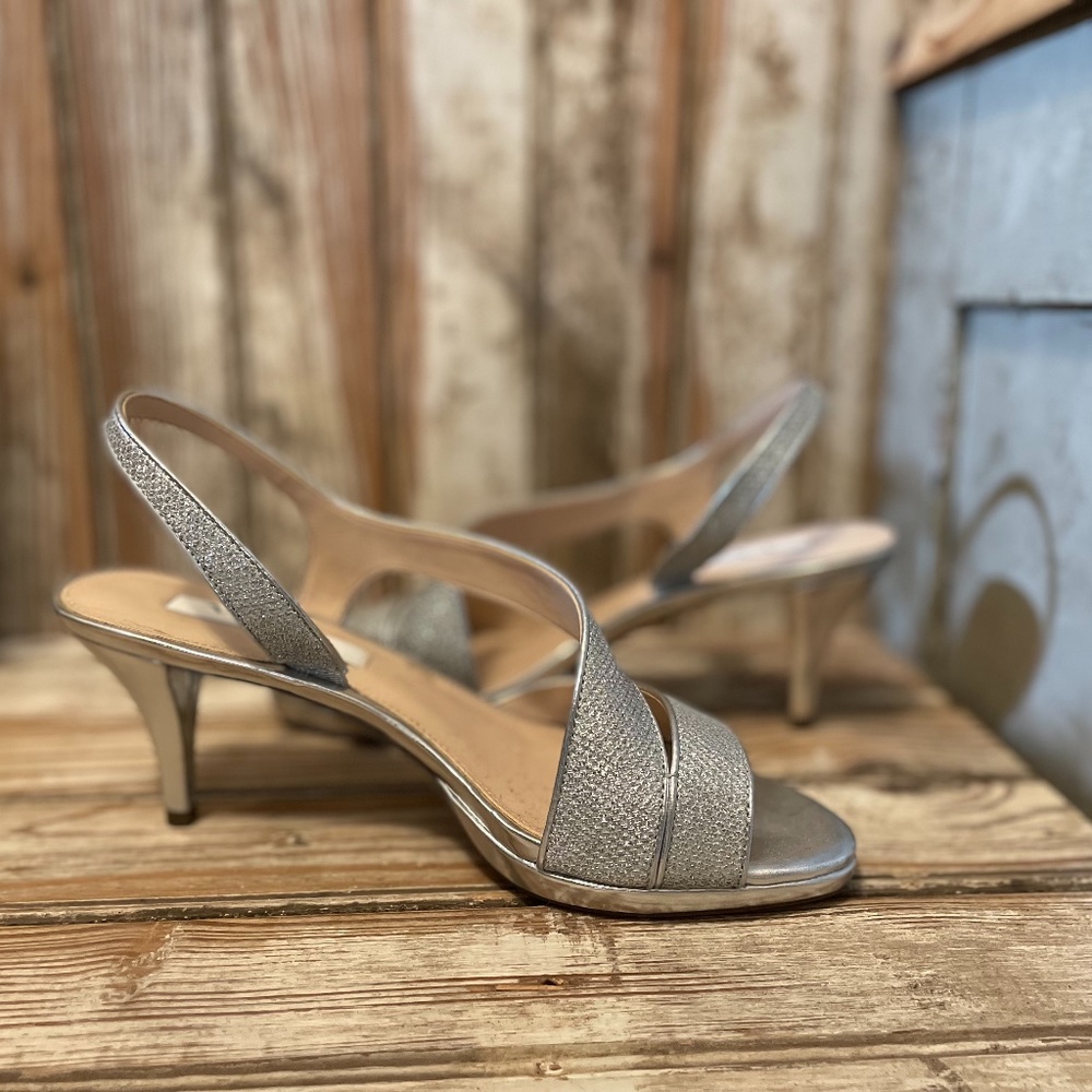 Nina silver shimmer cocktail shoe